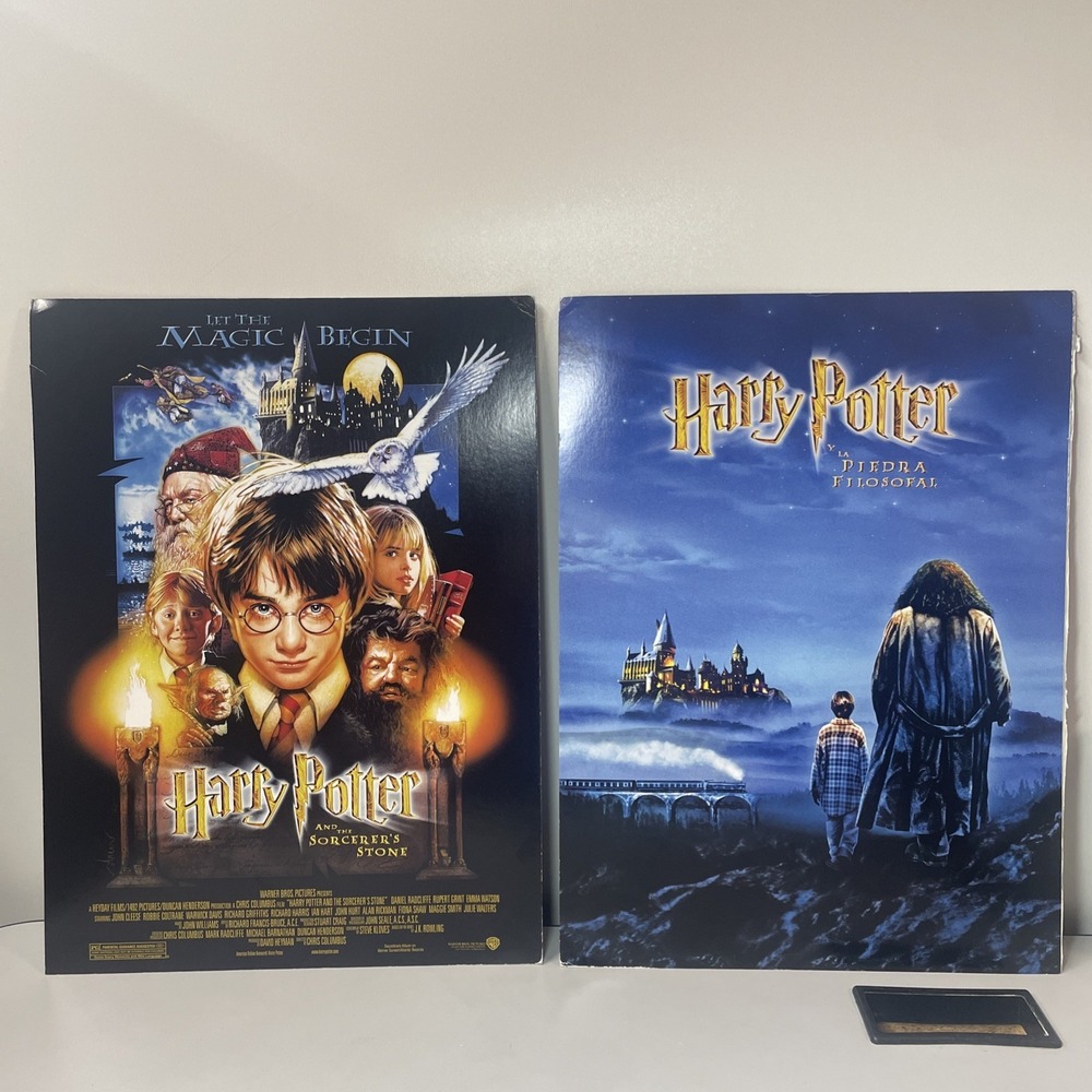 SET OF 2 DOUBLE-SIDED 17X12 HARRY POTTER AND THE SORCERER'S STONE MOVIE POSTERS